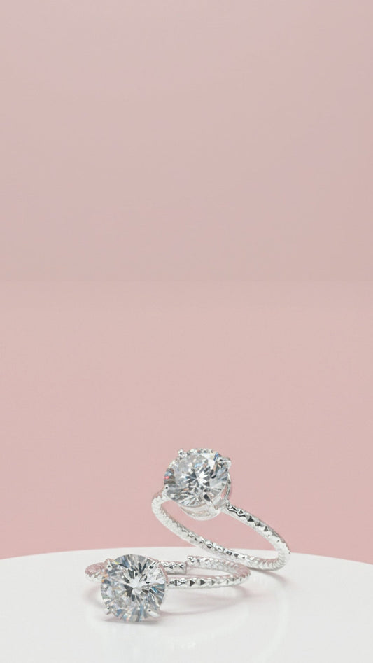 Solitaire Free Size Crystal Stacking Rings Box set of 36