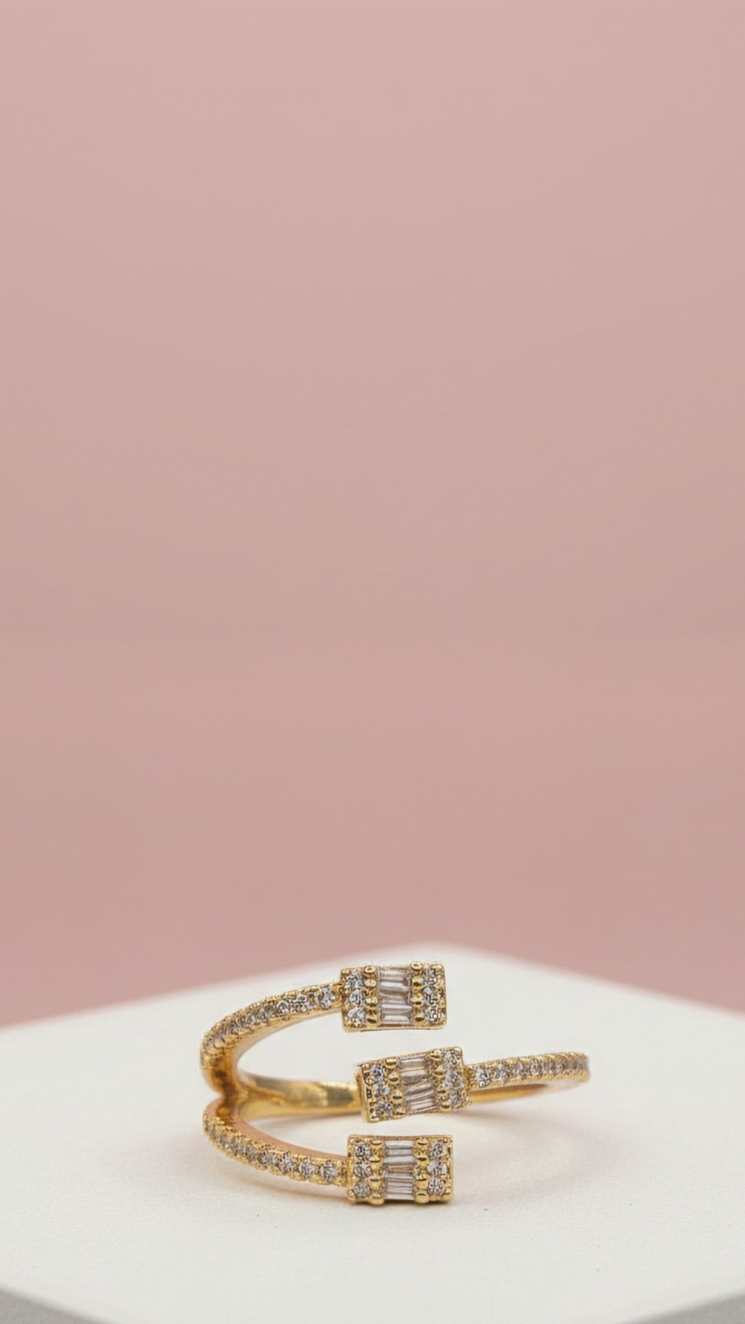 Waterproof 14k Gold Plated Free Size Crystal Stacking Rings Box set of 12