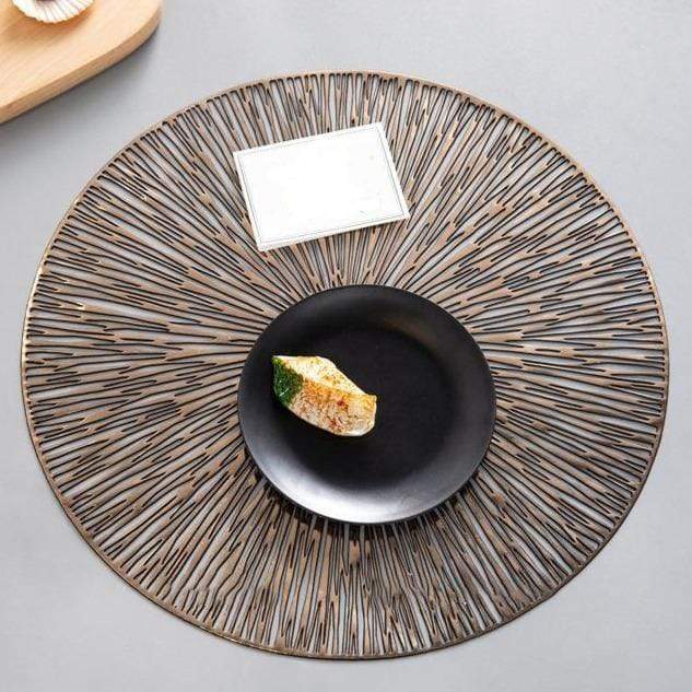 Gold Placemats Set of 2 | Chic Round Dining Table Mats