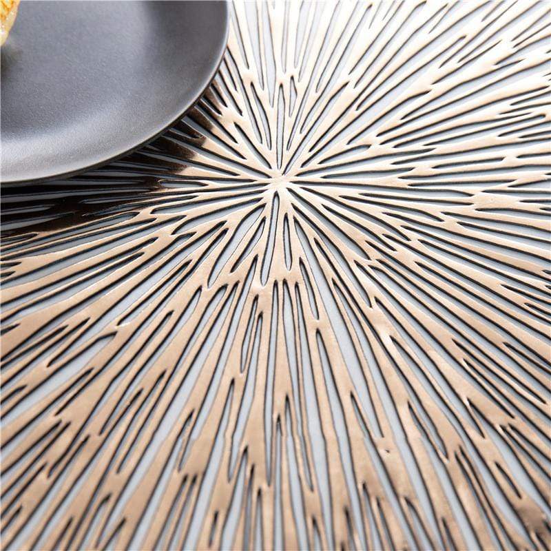 Gold Placemats Set of 2 | Chic Round Dining Table Mats