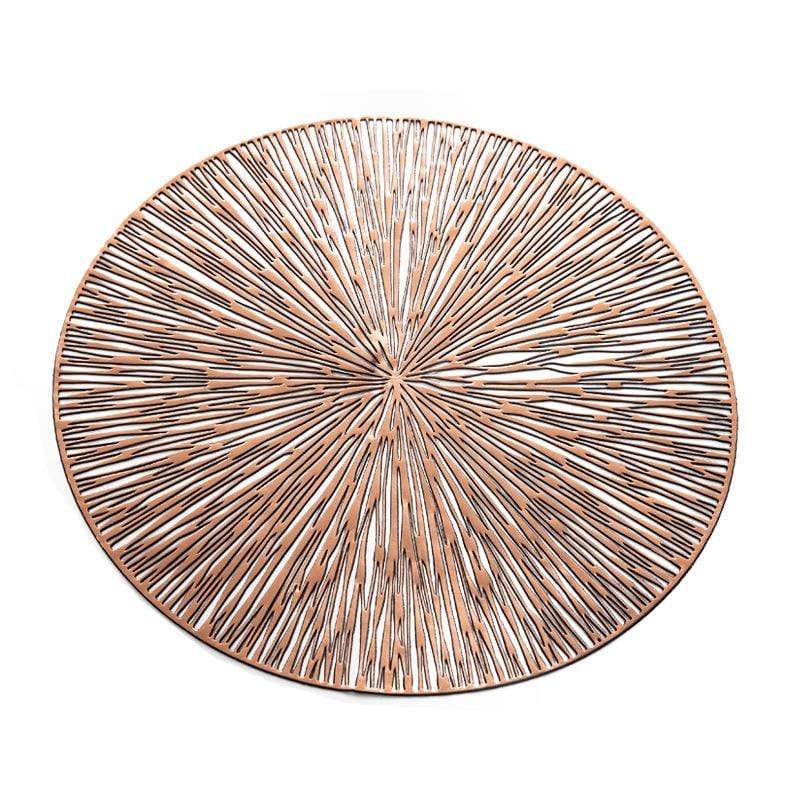 Rose Gold Placemats Set of 2 | Luxury Round Dining Table Mats
