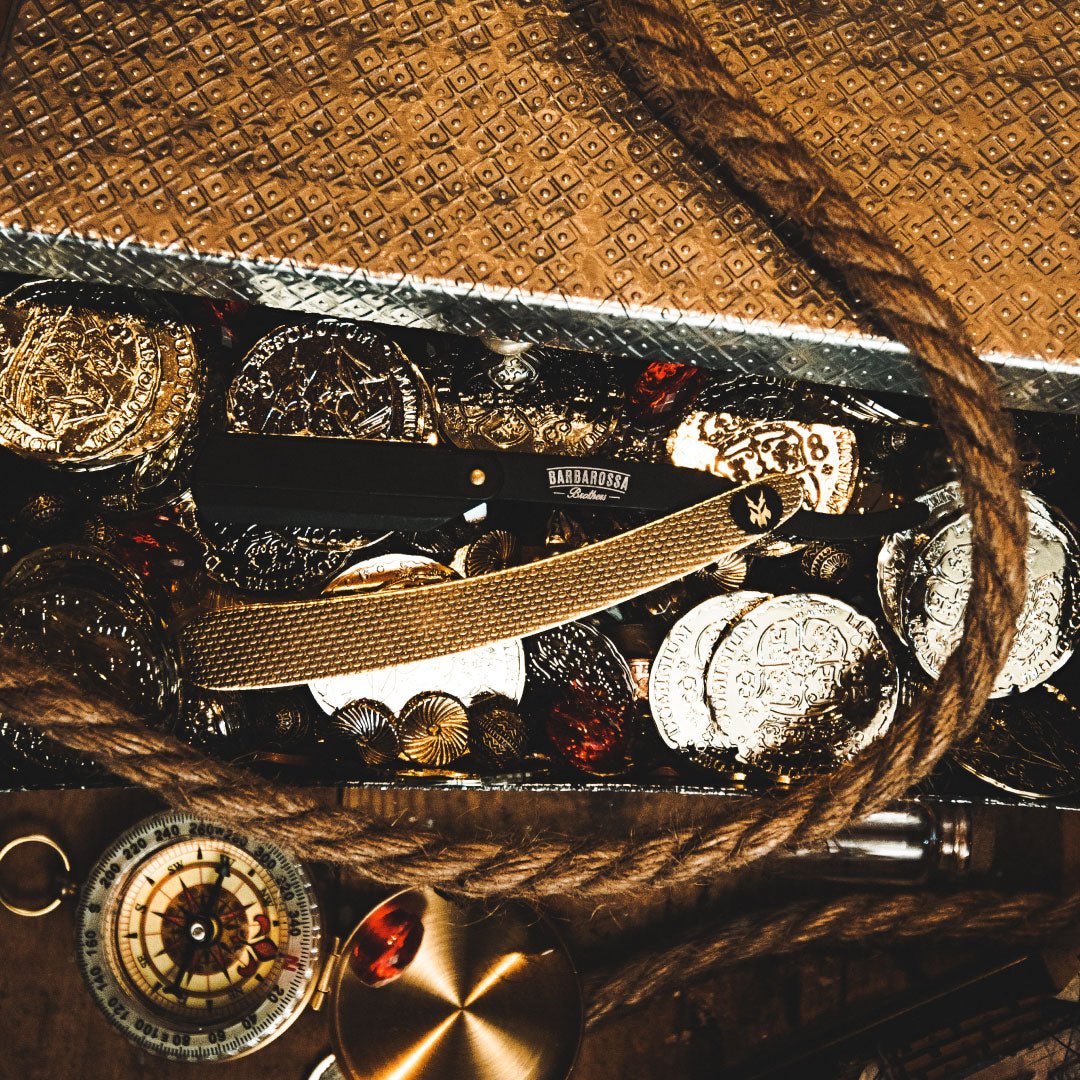 Cut Throat Razor - The Jolly Roger - 24k Gold Plated