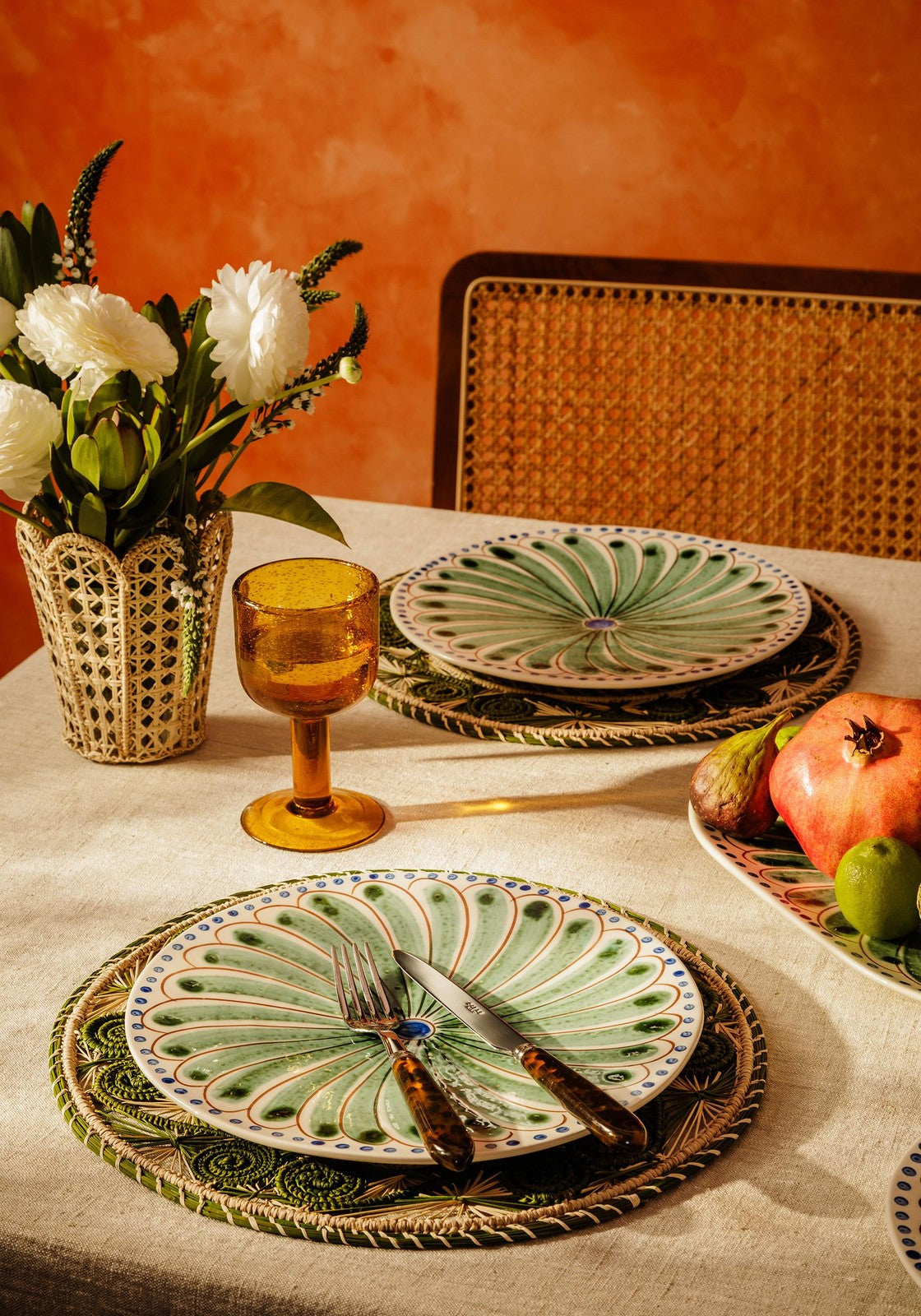 Peacock Dinner Plate, Green Set of 4