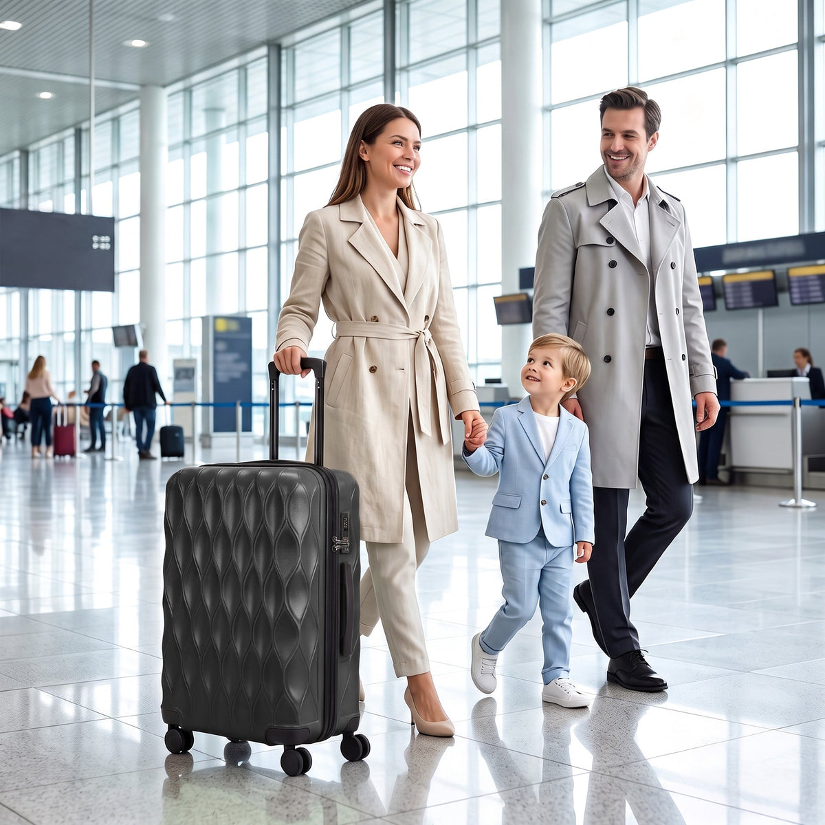 HOMCOM 24Inch Suitcase, ABS Hard Shell Checked Luggage with TSA Lock, Spinner Wheels, Telescopic Handle, Black
