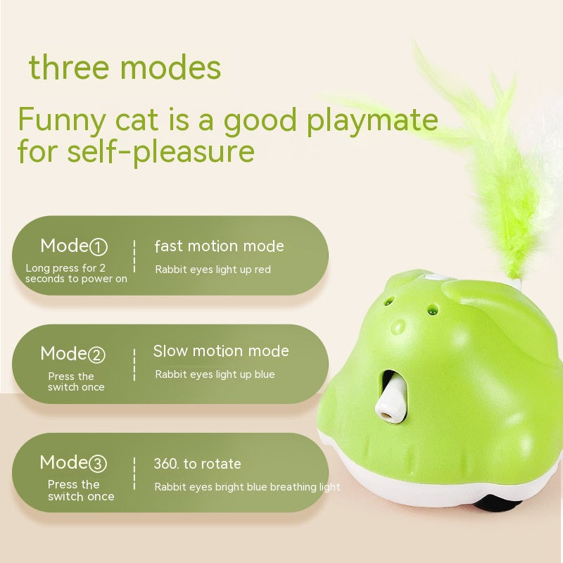 Feather Fishing Rod Turntable Automatic Self-Hi Laser Cat Teaser Toy