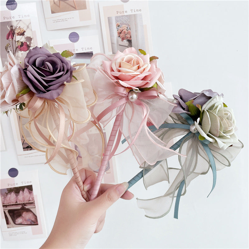 Teacher's Day Gift Simulation Flower Rose Bow Ballpoint Pen