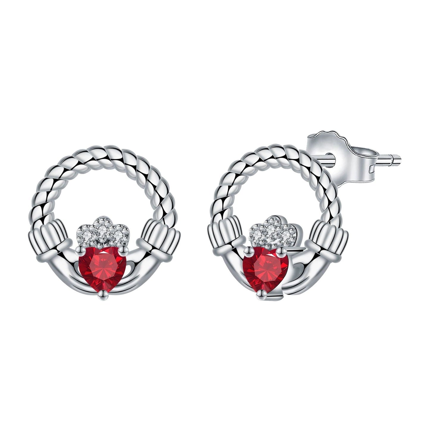 925 Silver Needle Crown Stud Earring Elegant Mother's Day Gift
