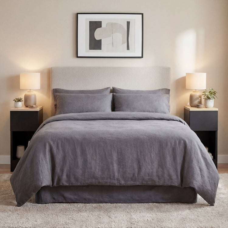 HOMCOM Set of Two Modern Storage Bedside Tables - Black