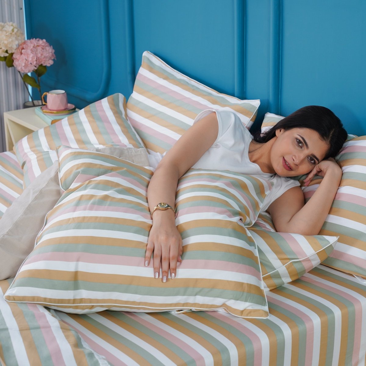 Ella Cotton Serene Striped Duvet Cover Set