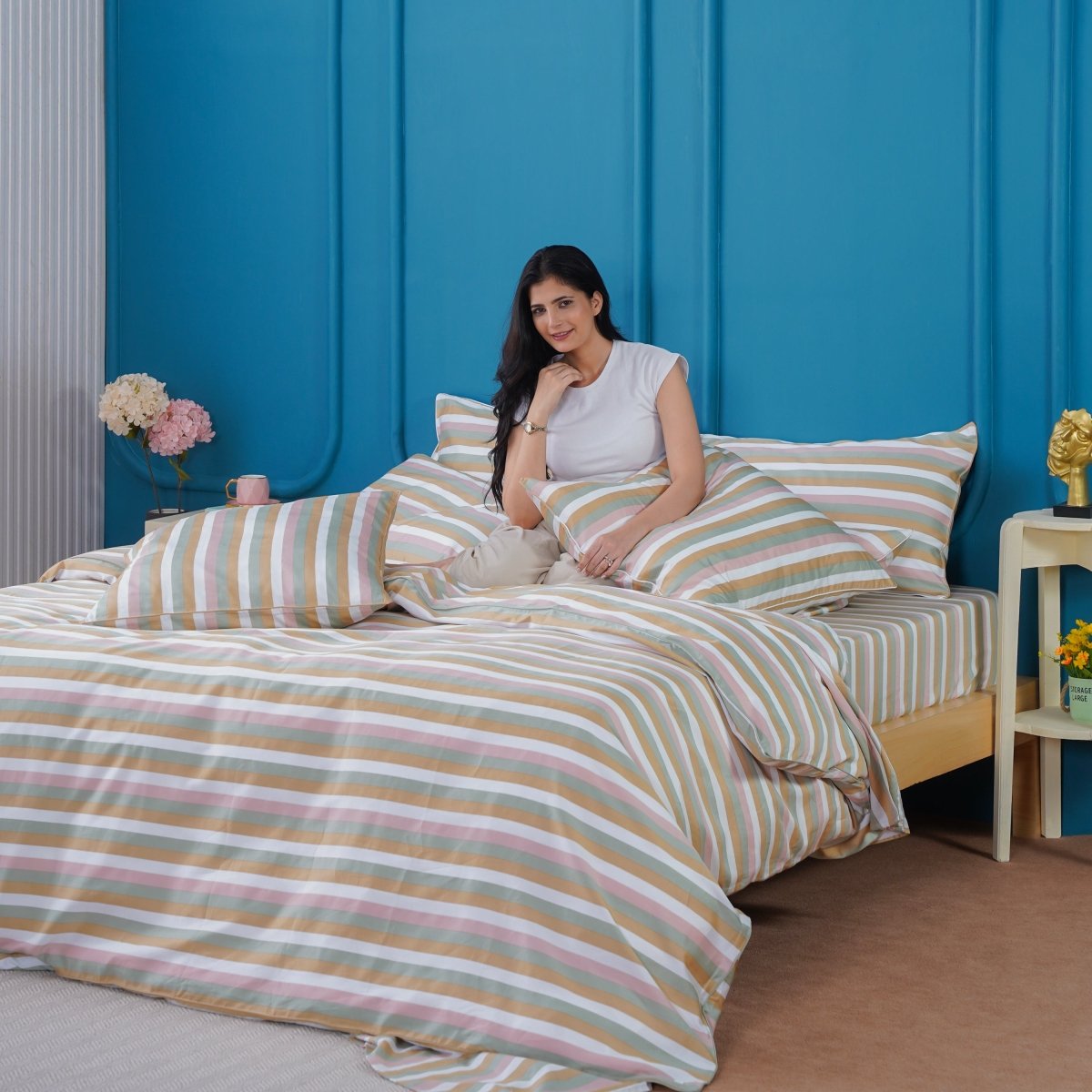 Ella Cotton Serene Striped Duvet Cover Set