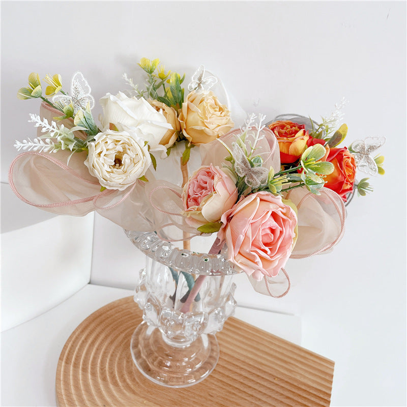 Teacher's Day Gift Simulation Flower Rose Bow Ballpoint Pen