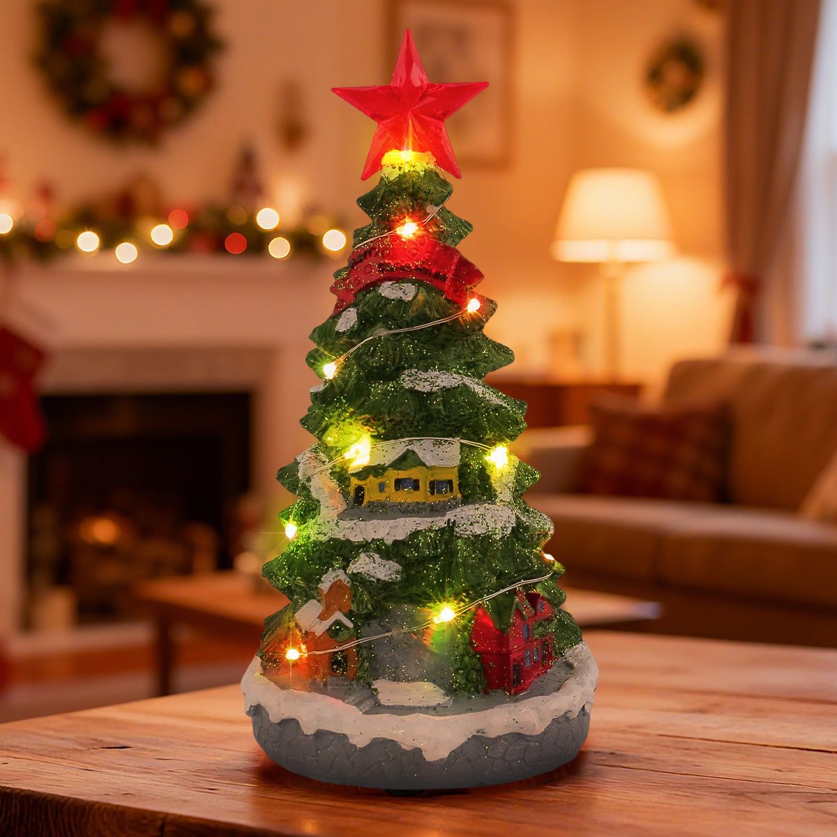 Christmas Glowing Christmas Tree Music Box Room Ornament