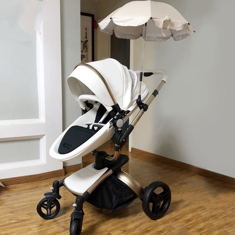 Luxury High-View Baby Stroller | 3-in-1 Pram with Sleeping Basket | Titanium Frame