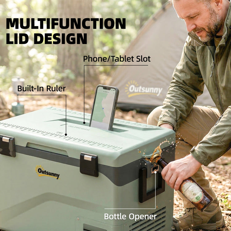 Outsunny 42.5L Compressor Car Fridge Freezer, Camping Refrigerator with App Control, 20℃-20℃