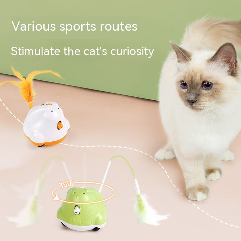 Feather Fishing Rod Turntable Automatic Self-Hi Laser Cat Teaser Toy