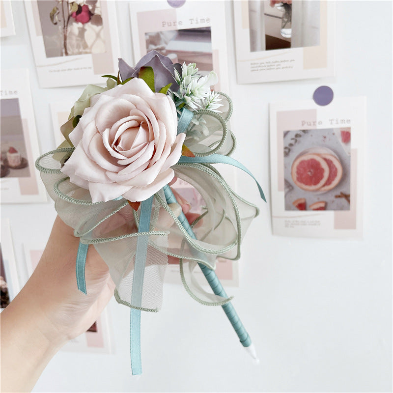 Teacher's Day Gift Simulation Flower Rose Bow Ballpoint Pen