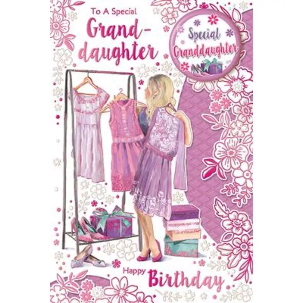 to a special  grandaughter  on your  birthday     card  with  badge