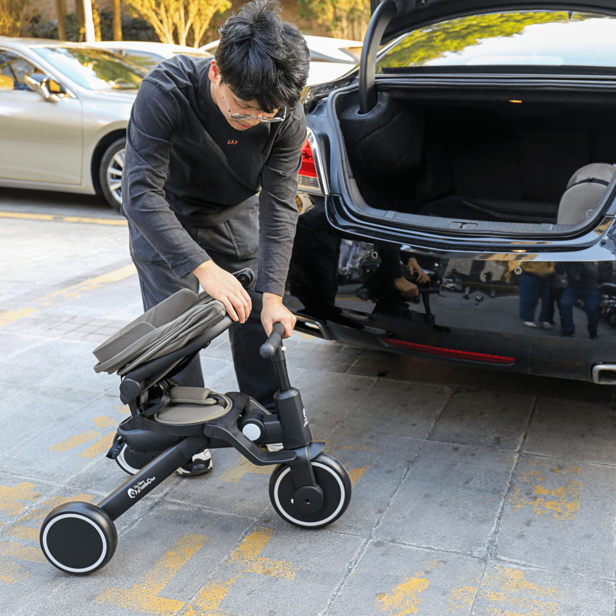 Foryourlittleone Xplor Plus 6 in 1 Foldable Trike - Jet Black (10m-4y)