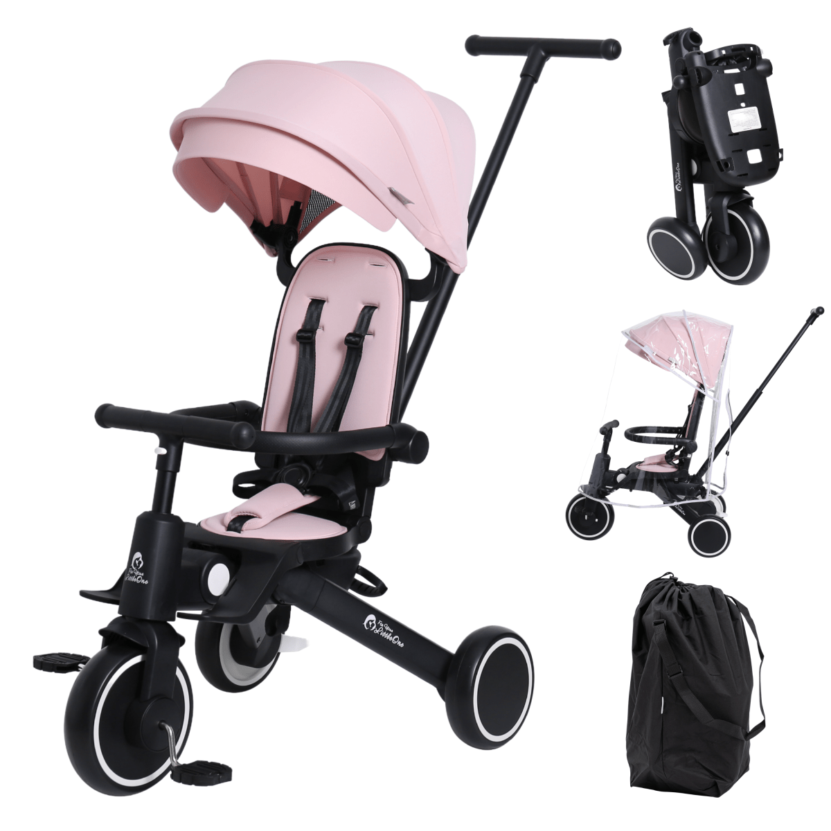 Foryourlittleone Xplor Plus 6 in 1 Foldable Trike - Pastel Pink (10m-4y)