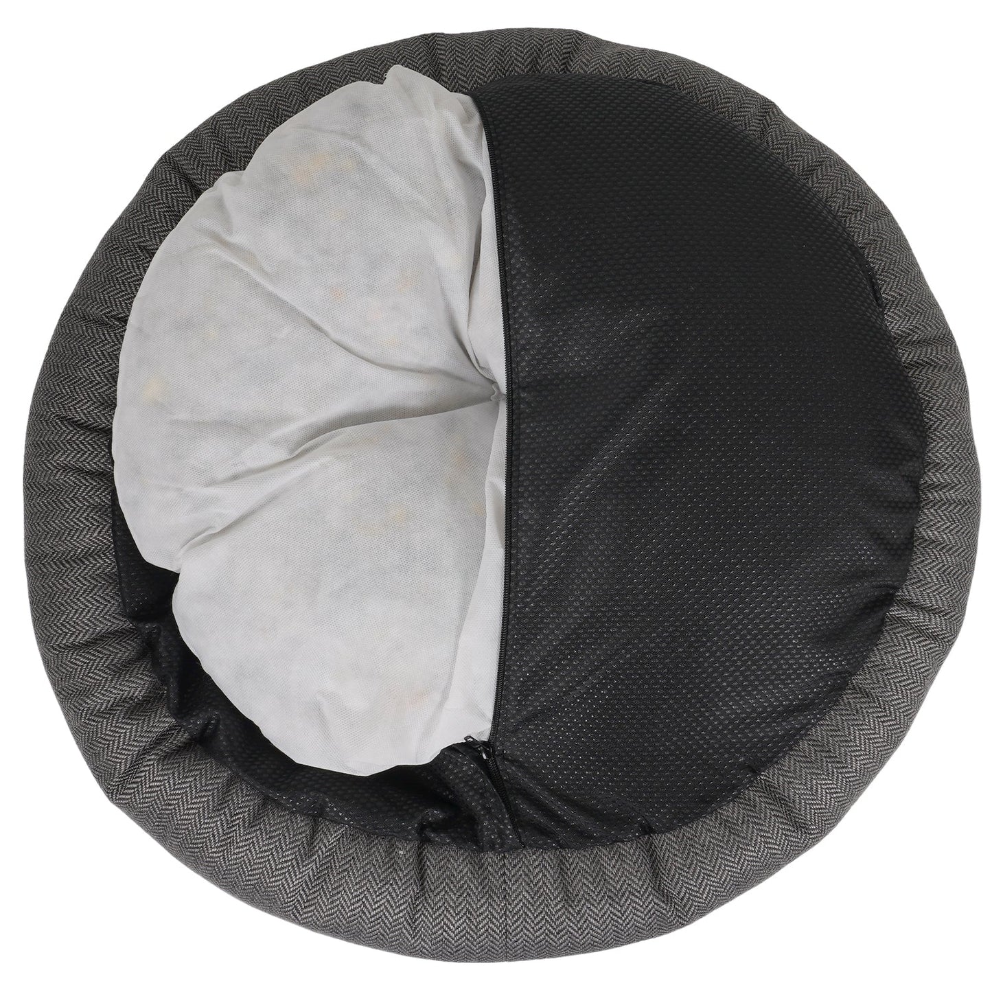 THE BALMORAL | LUXURY HERRINGBONE CALMING DONUT DOG BED