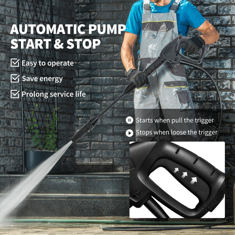 Outsunny 1800W High Pressure Washer, 150 Bar Pressure, 420 L/h Flow, Portable Electric Power Washer Jet Wash Cleaner with Adjustable Nozzle, 6M Hose, Steel Handle for Home Patio Car Driveway, Green
