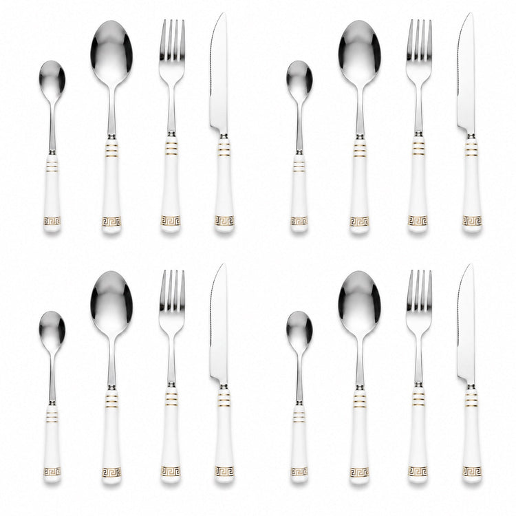 Heritage Gold 16-Piece Cutlery Set – White