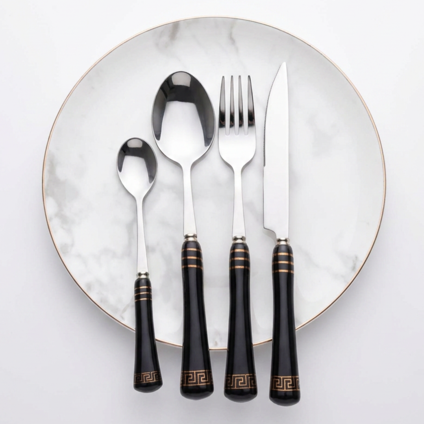 Heritage Gold 24-Piece Cutlery Set – Black