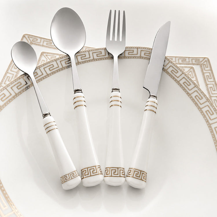 Heritage Gold 16-Piece Cutlery Set – White
