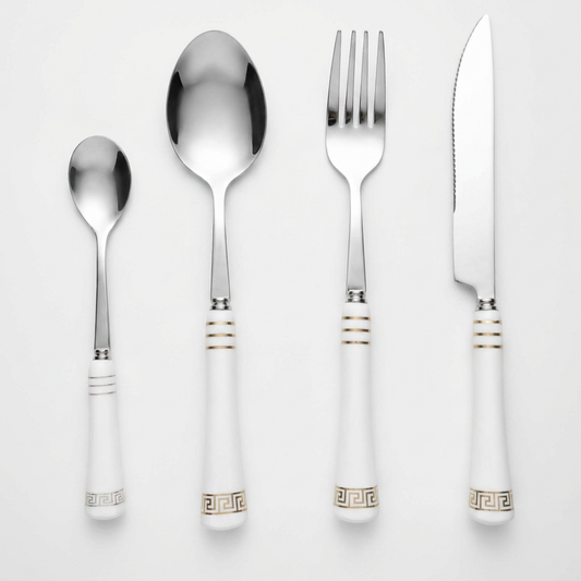 Heritage Gold 16-Piece Cutlery Set – White