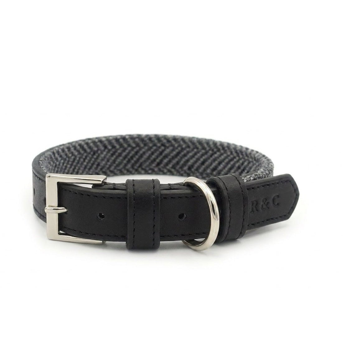 Herringbone & Leather Collar - Balmoral