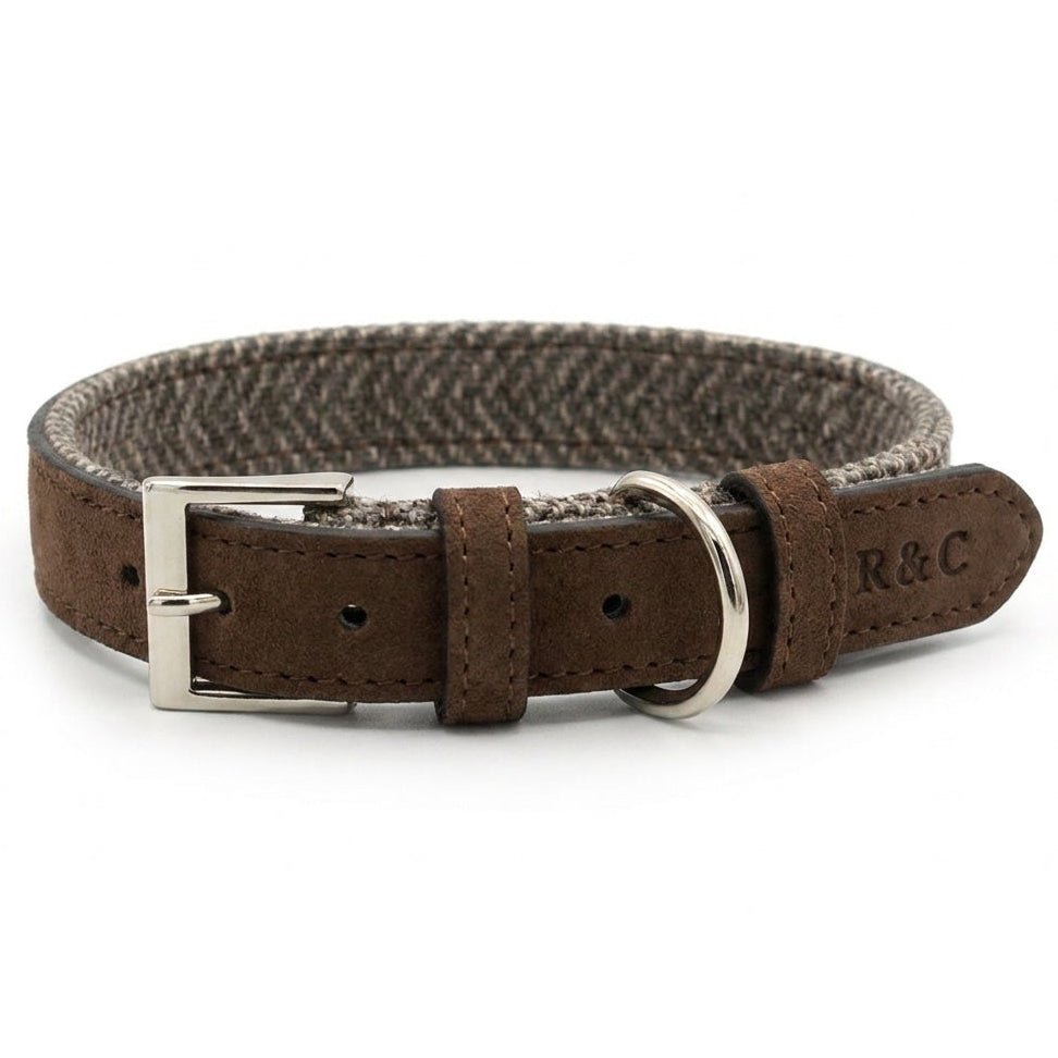 Herringbone & Leather Collar - Lincoln