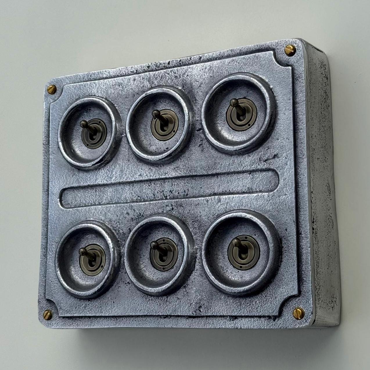6 Gang 2 Way Solid Cast Metal Conduit Light Switch