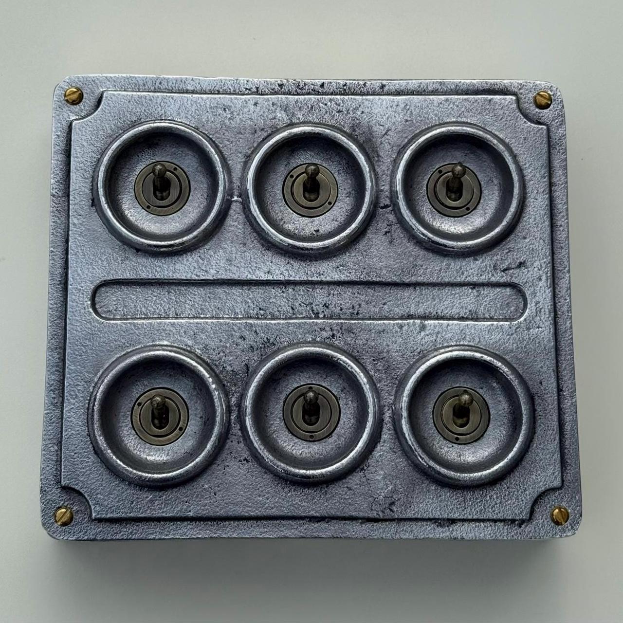 6 Gang 2 Way Solid Cast Metal Conduit Light Switch