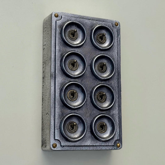 8 Gang 2 Way Toggle Light Switch | Cast Aluminium Surface Mounted
