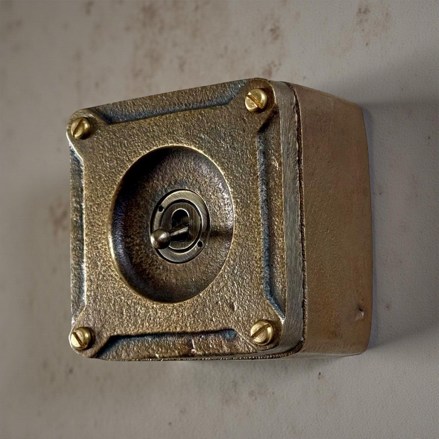 Single Gang Antique Brass Solid Cast Metal Surface Mounting Light Switch Industrial 2 Way