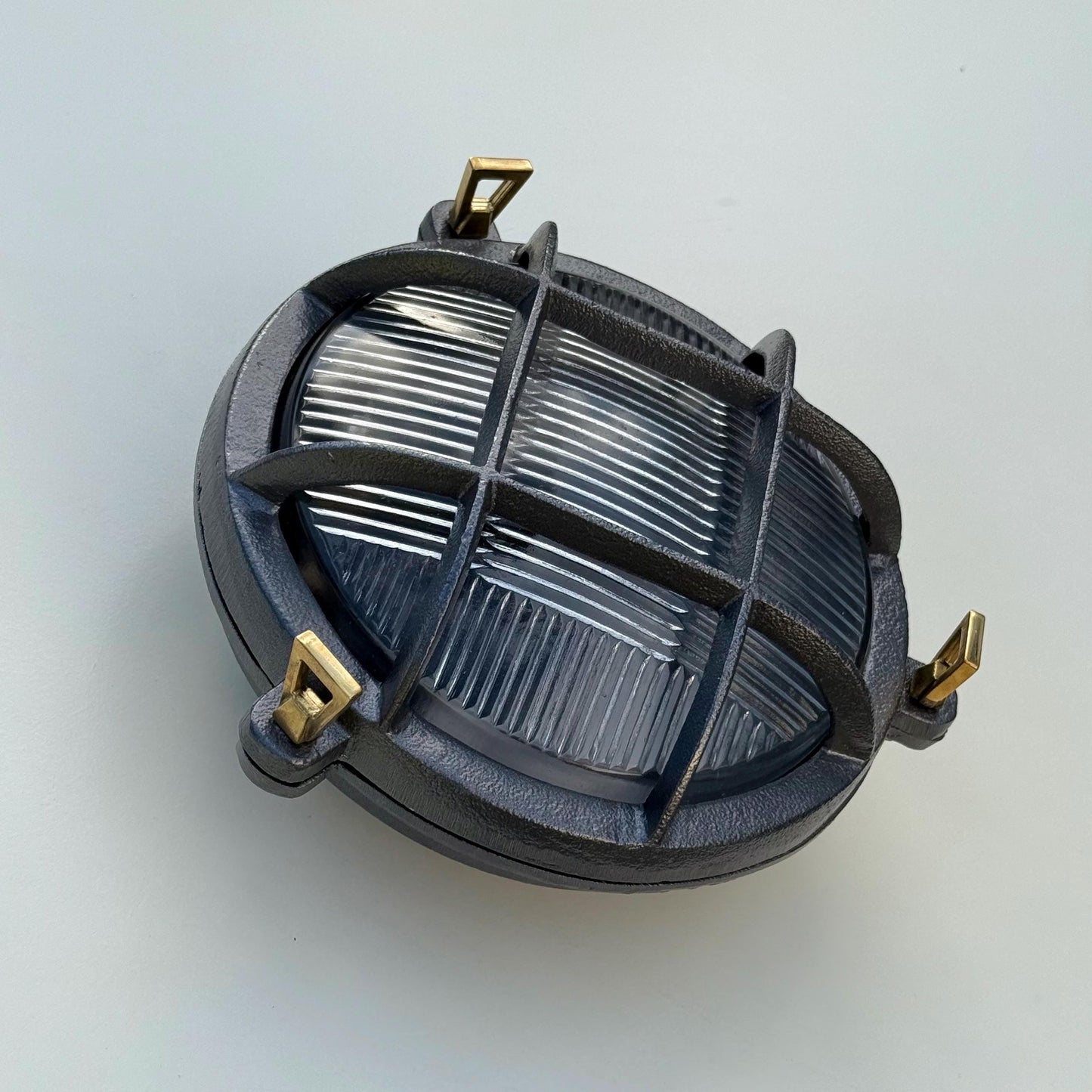 Wroxham Cast Pewter Caged Bulkhead Wall or Ceiling Light - IP65