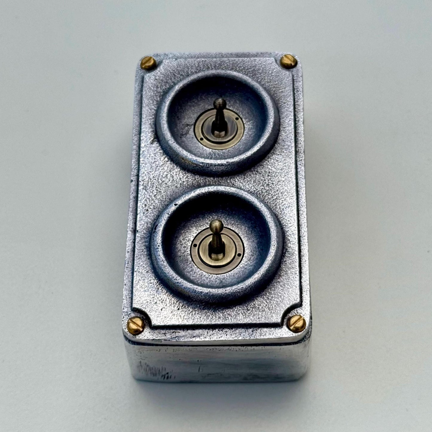 Double 2 Gang Cast Metal Light Switch | Industrial 2 Way Toggle Switch | Vintage Crabtree Style