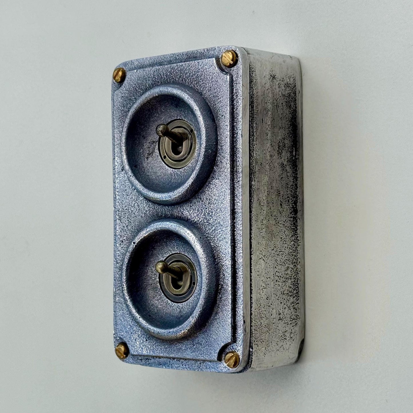 Double 2 Gang Cast Metal Light Switch | Industrial 2 Way Toggle Switch | Vintage Crabtree Style
