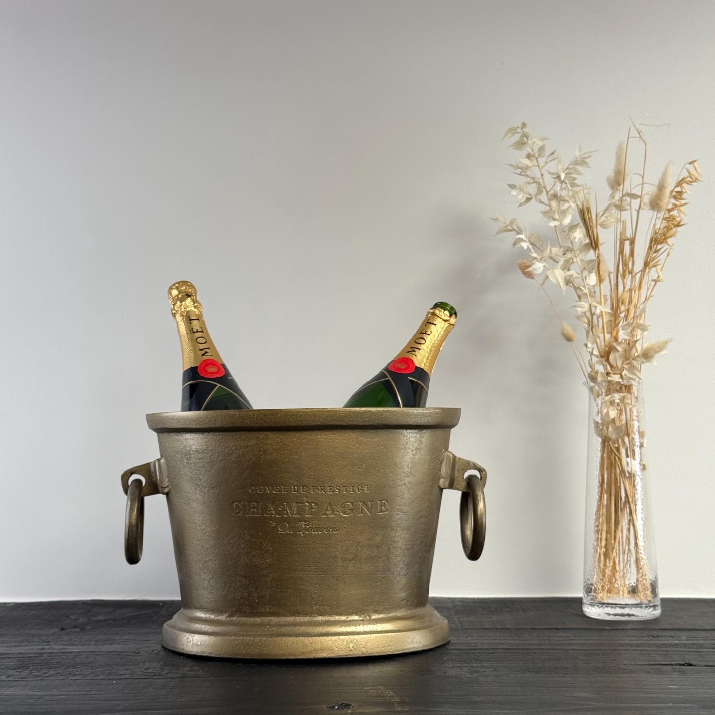 Antique Brass Solid Cast Engraved Champagne Ice Bucket Cooler
