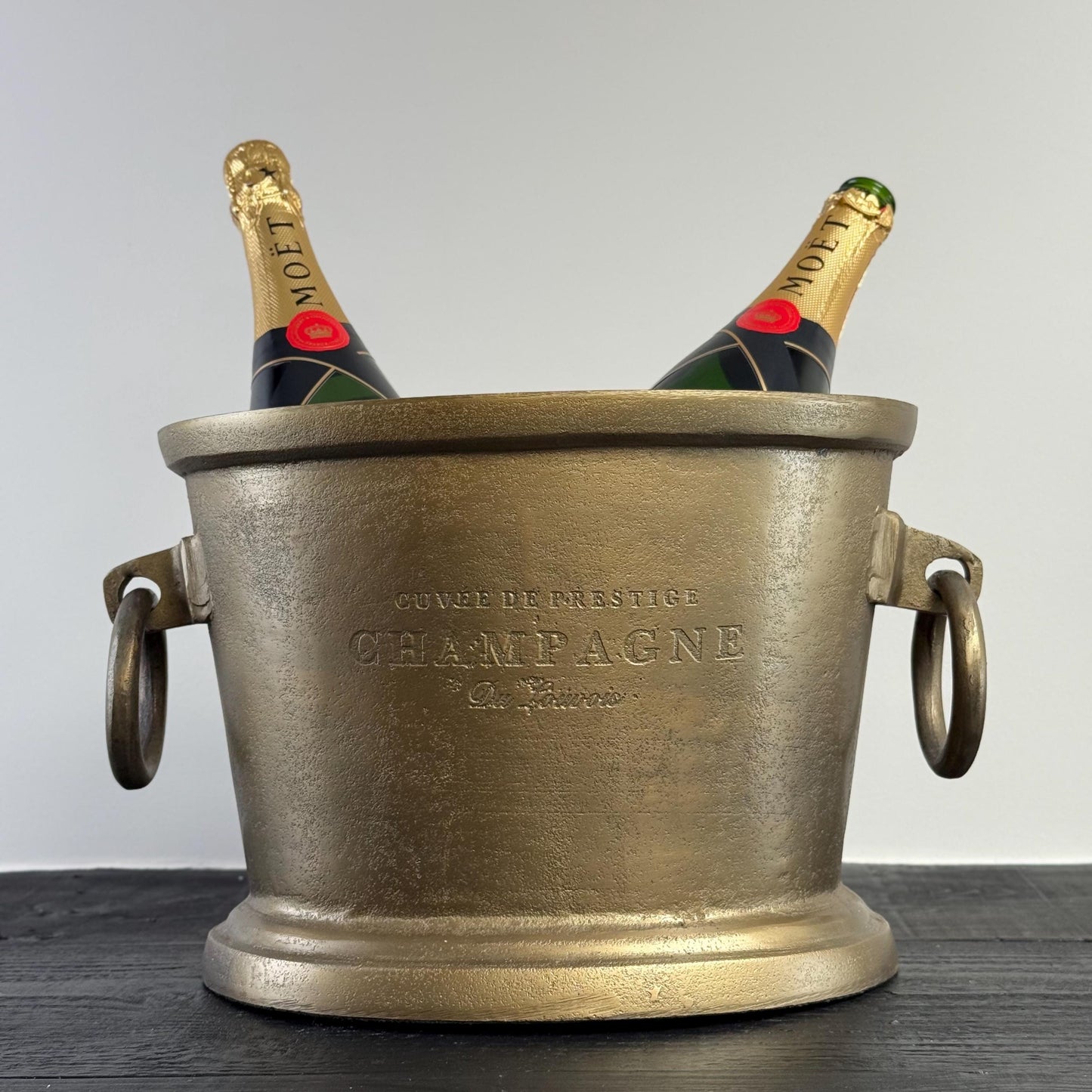 Antique Brass Solid Cast Engraved Champagne Ice Bucket Cooler