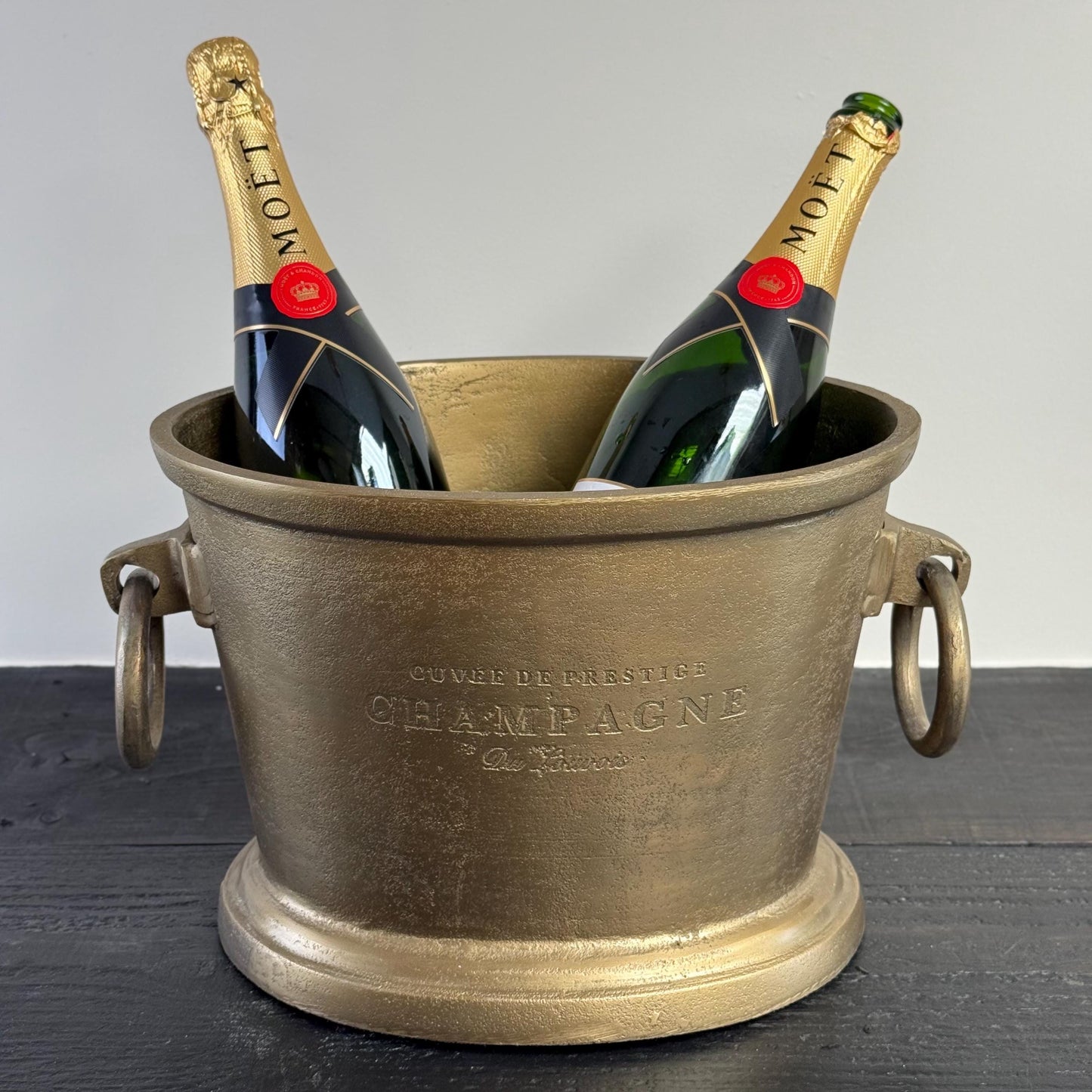 Antique Brass Solid Cast Engraved Champagne Ice Bucket Cooler