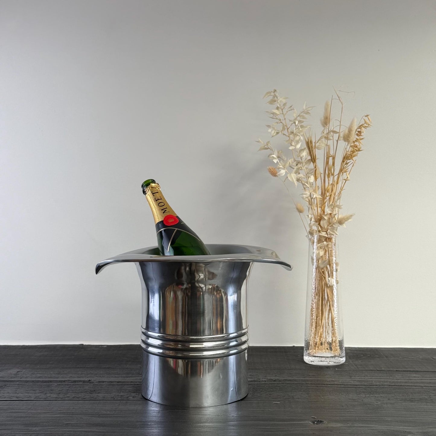 XL Top Hat Champagne Ice Bucket | Solid Cast Nickel Plated Wine Cooler