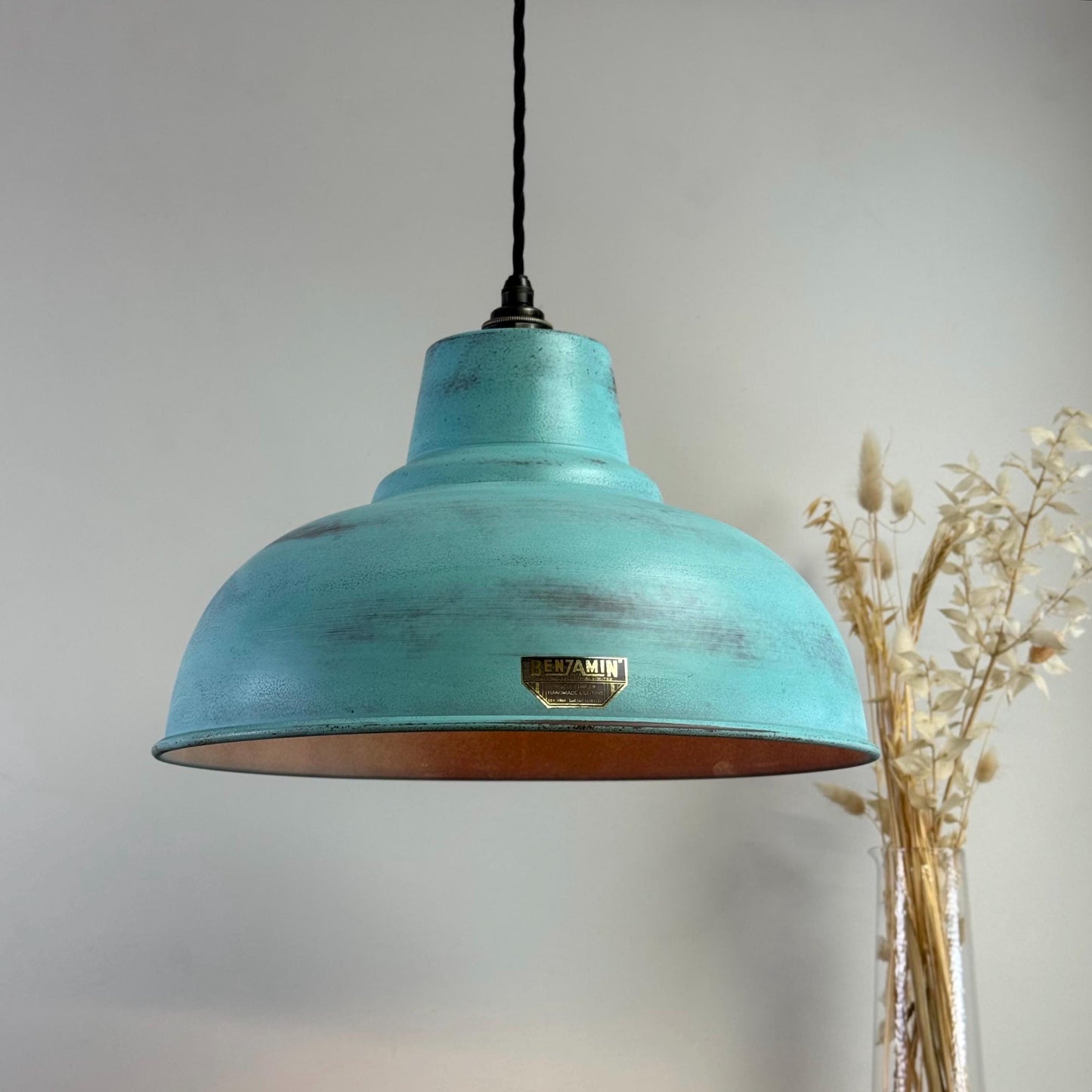 Salthouse XL Copper Verdigris Patina Lampshade Pendant Light - 14.5 Inch