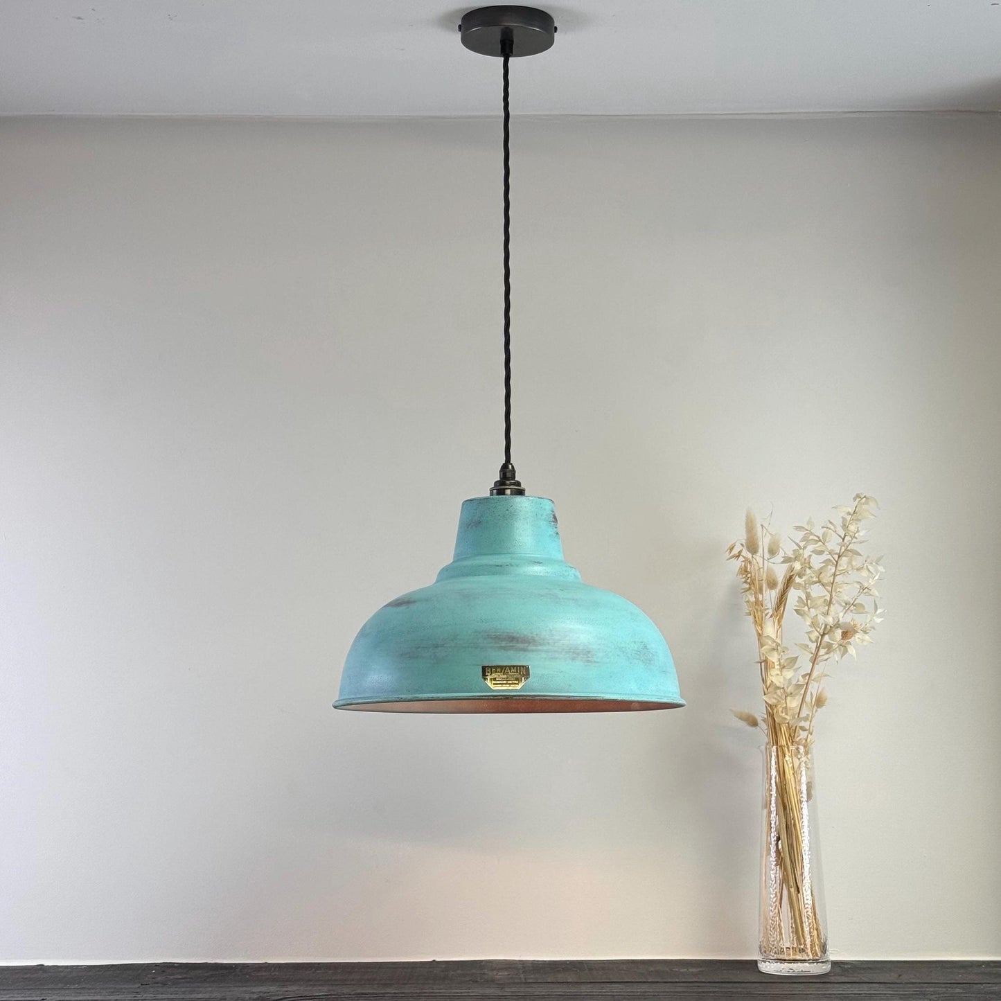 Salthouse XL Copper Verdigris Patina Lampshade Pendant Light - 14.5 Inch