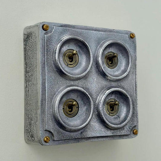 4 Gang 2 Way Solid Cast Metal Conduit Light Switch Industrial