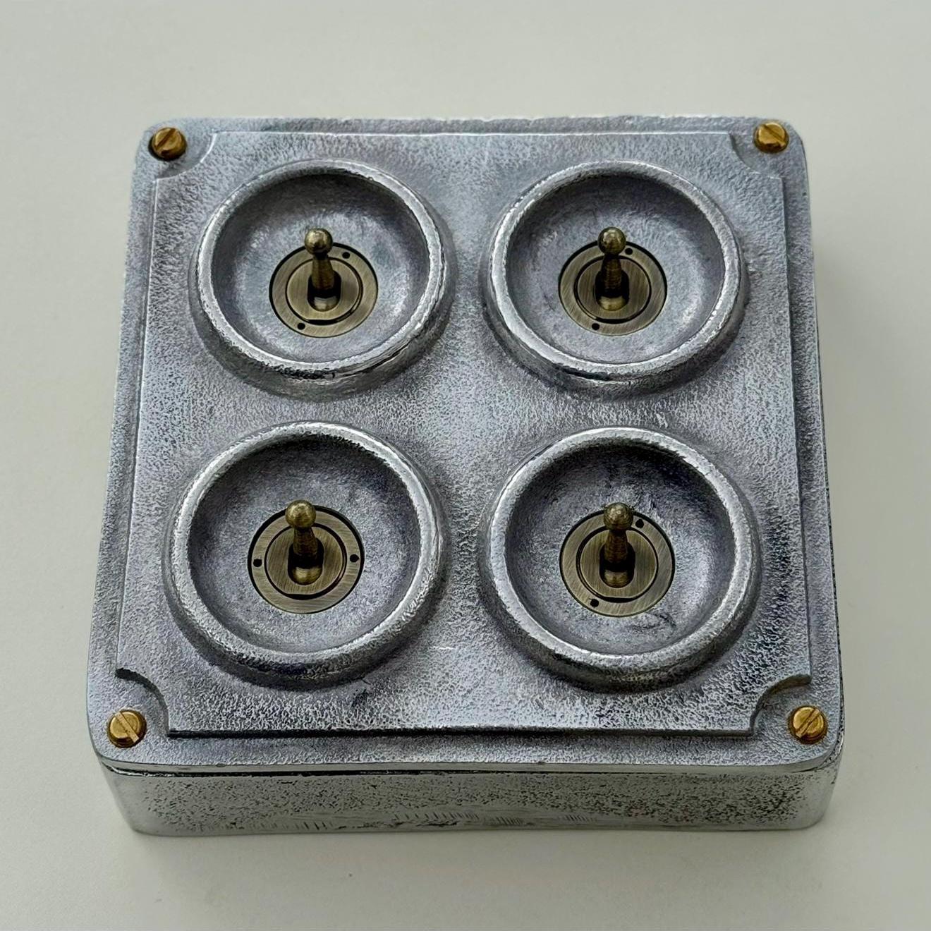 4 Gang 2 Way Solid Cast Metal Conduit Light Switch Industrial