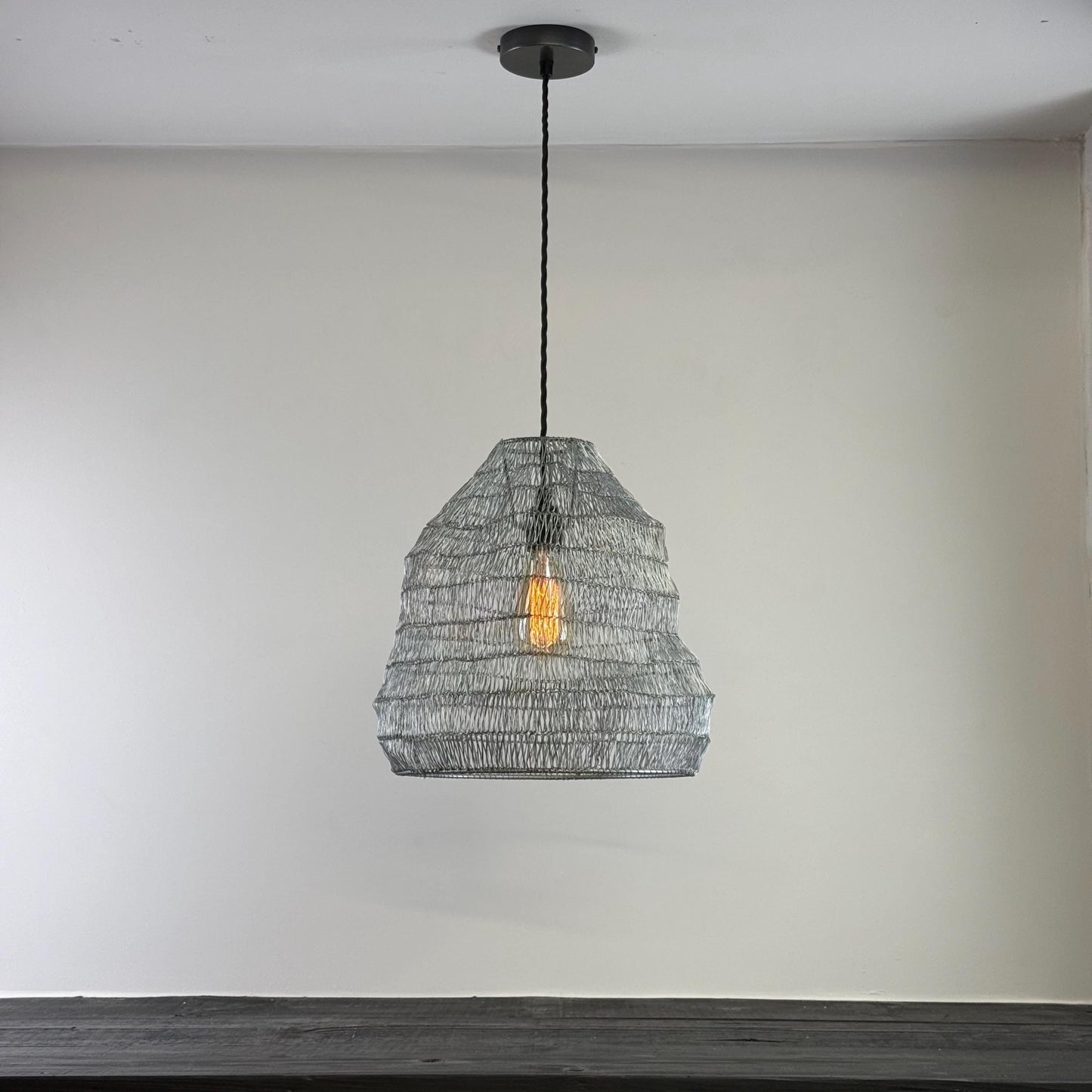 Walton Beehive Large Silver Wire Mesh Lampshade Pendant Light
