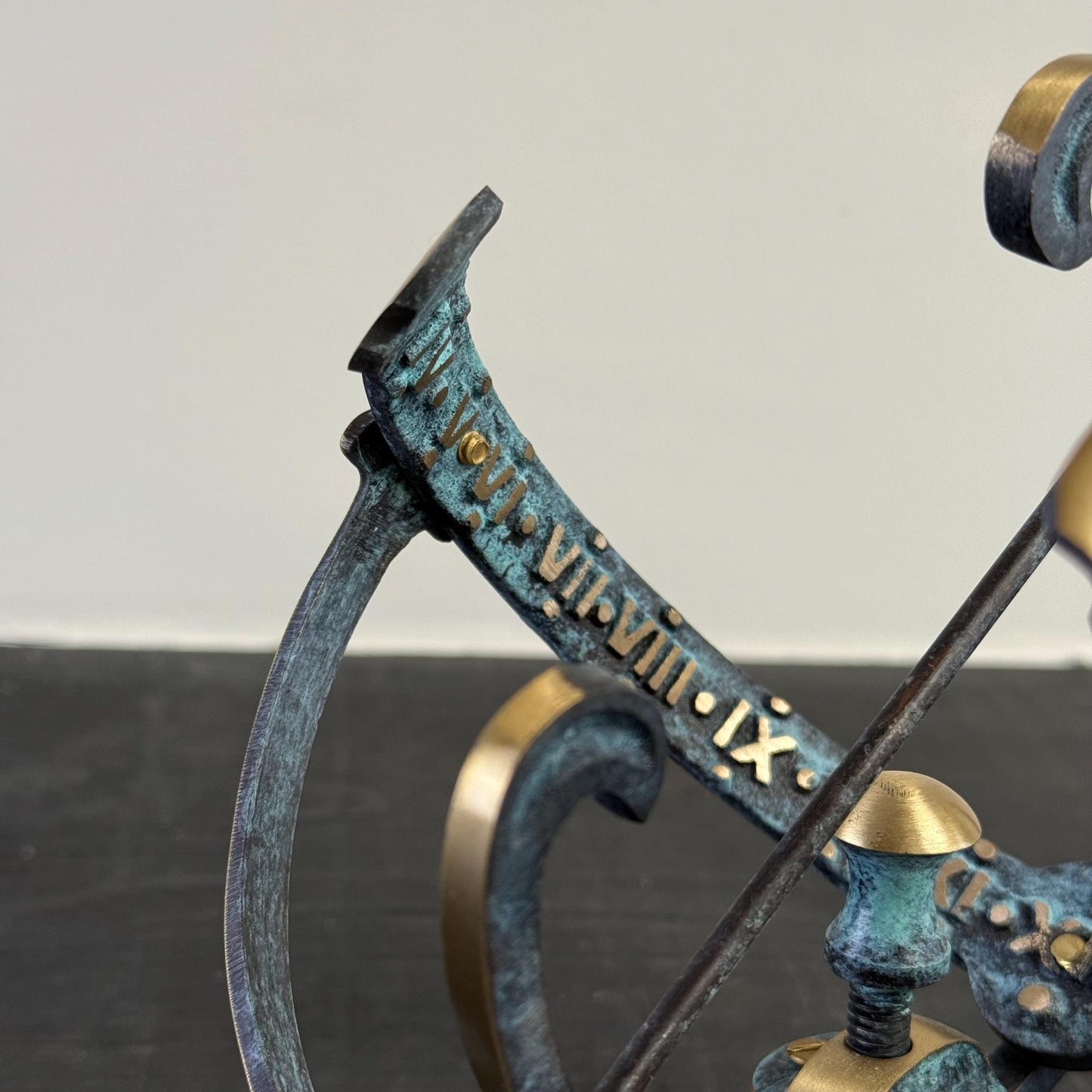 Armillary Small Solid Brass Verdigris Patina Sphere Sundial