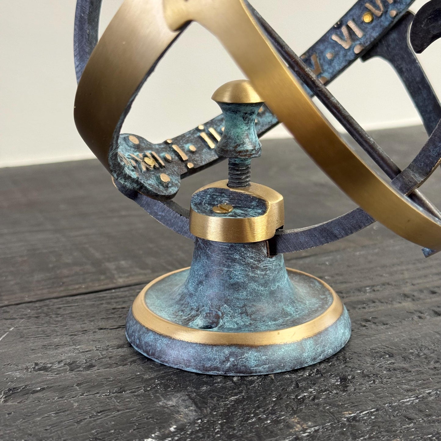 Armillary Small Solid Brass Verdigris Patina Sphere Sundial