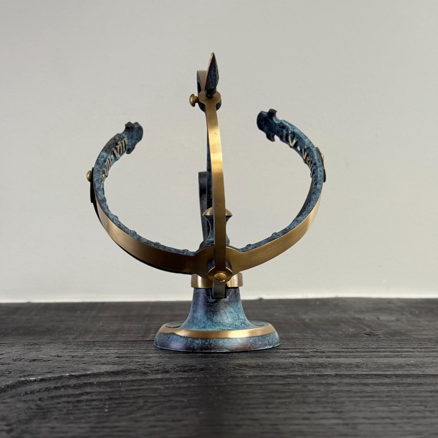 Armillary Small Solid Brass Verdigris Patina Sphere Sundial